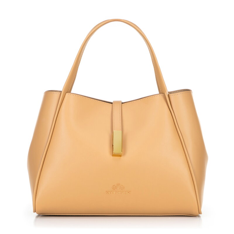 Dámska kožená aktovka s odnímateľným puzdrom, béžová 100-4E-202-9