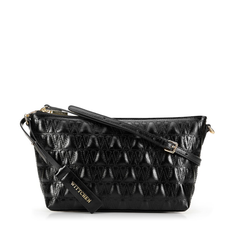 Dámska crossbody kabelka z kože s prešívaním, čierna 99-4E-635-1