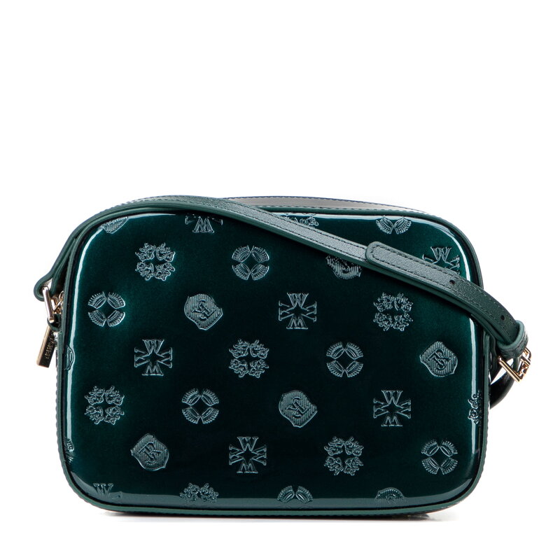 Dámska crossbody z lakovanej kože, tmavozelená 29-4E-025-Z