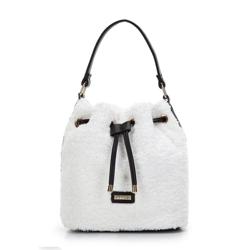 Vedrová kabelka z umelej kožušiny malá sivobiela 97-4Y-503-0