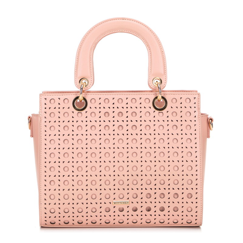 Dámska aktovka vyrobená z ekokože s geometrickým vzorom, ružová 100-4Y-205-P