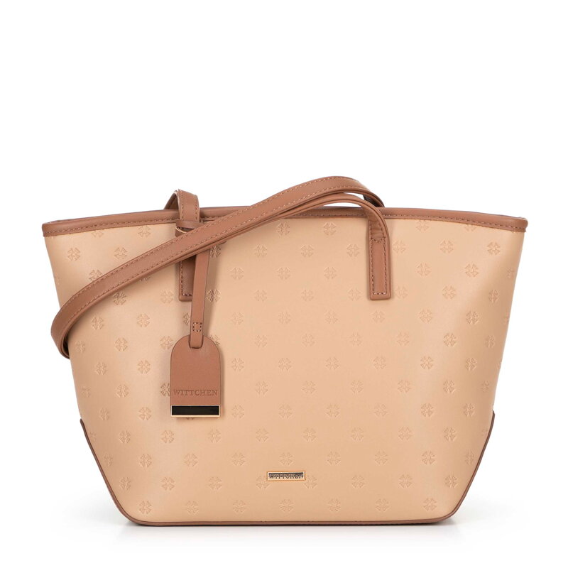 Dámska shopper kabelka z imitácie kože stredne béžová 100-4Y-218-9