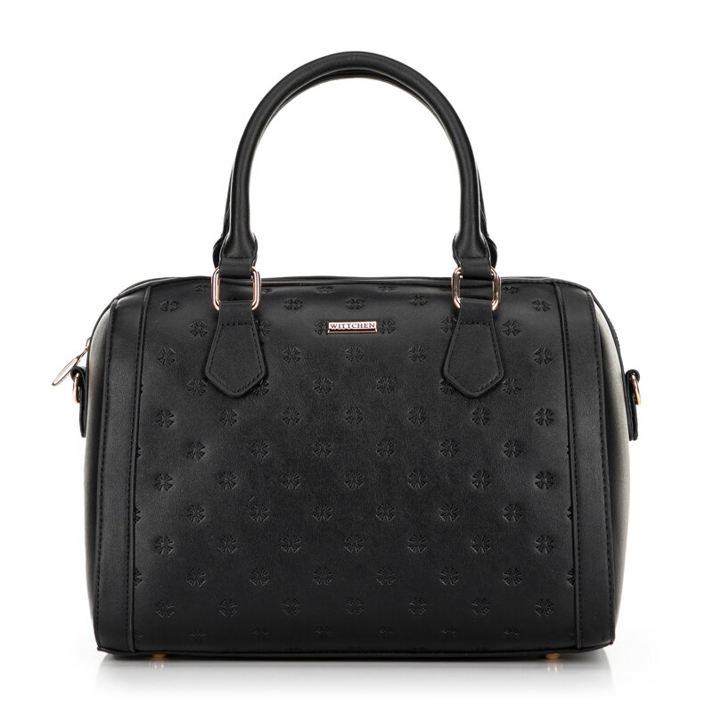 Dámska aktovka z imitácie kože s podpisom, čierna 100-4Y-223-1