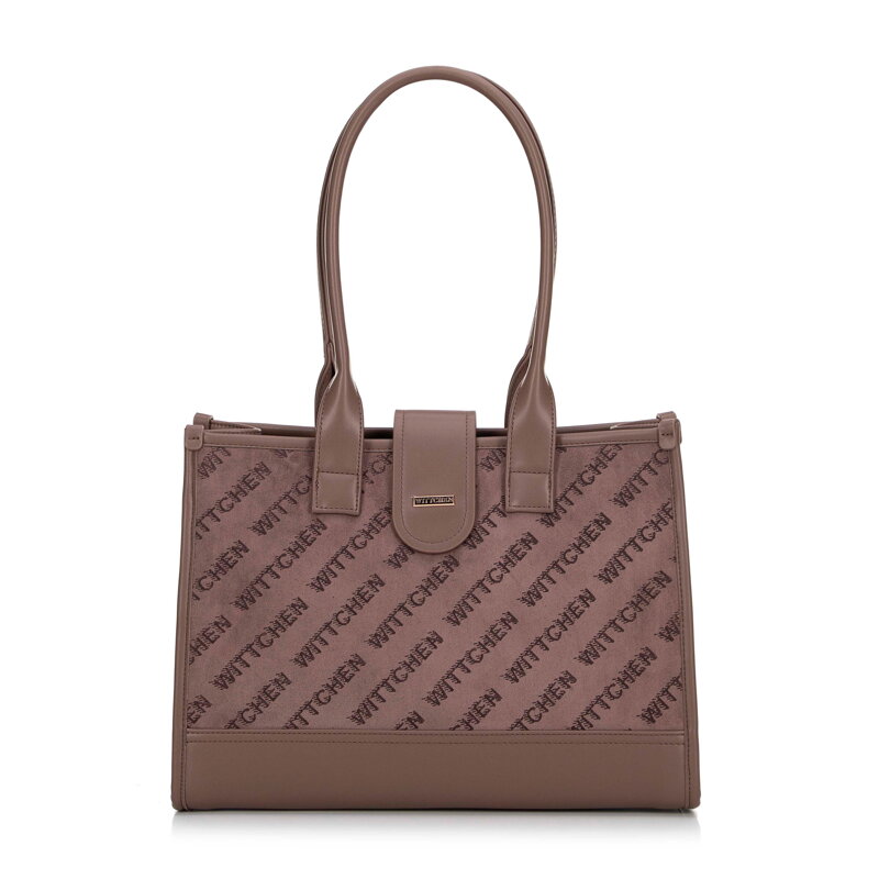 Klasická kabelka cez rameno s látkovou vložkou béžová 99-4Y-520-9