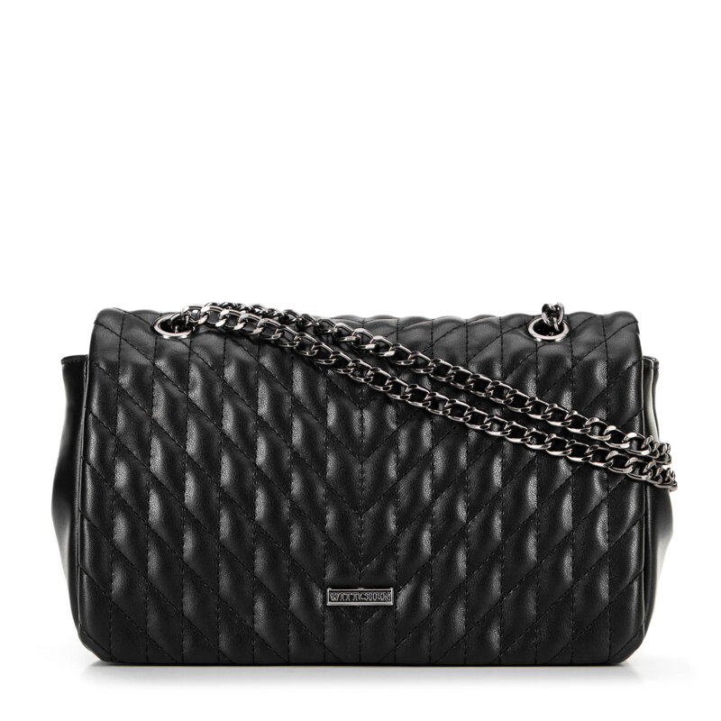 Dámska crossbody z ekokoža s geometrickým prešívaním, čierna 99-4Y-604-1