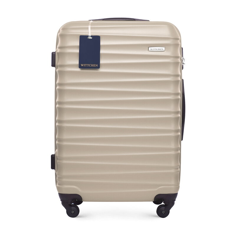 Średnia walizka z ABS - u i identyfikator z logo WITTCHEN beżowa 56-3A-312-86Z6