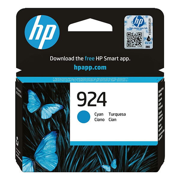 HP originál ink 4K0U3NE#CE1, HP 924, cyan, 400str., HP OfficeJet Pro 8120e, 8130e, azurová
