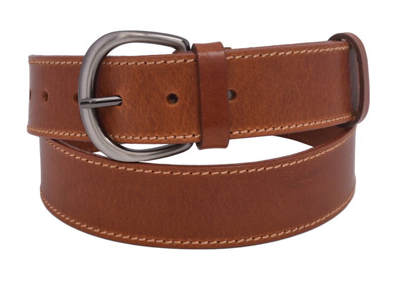 Kožený dámsky opasok 724-40-23 koňak šitý pracka Angela